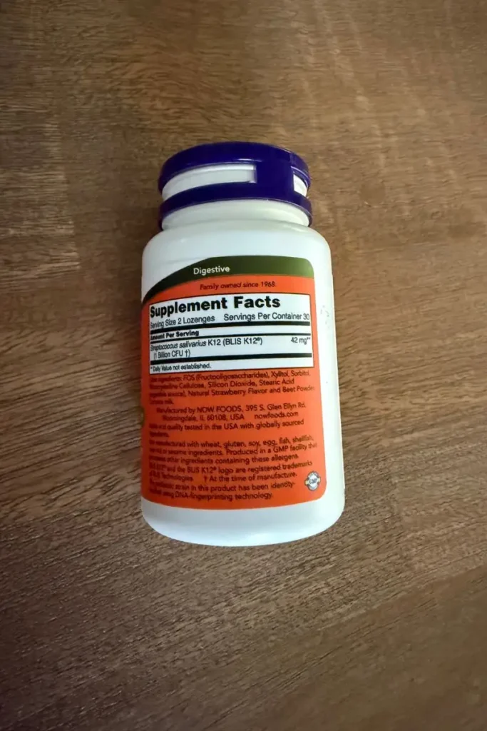 갱년기 입냄새, 구강 유산균으로 개선한 솔직 후기 3 NOW Foods OralBiotic 뒷면 라벨