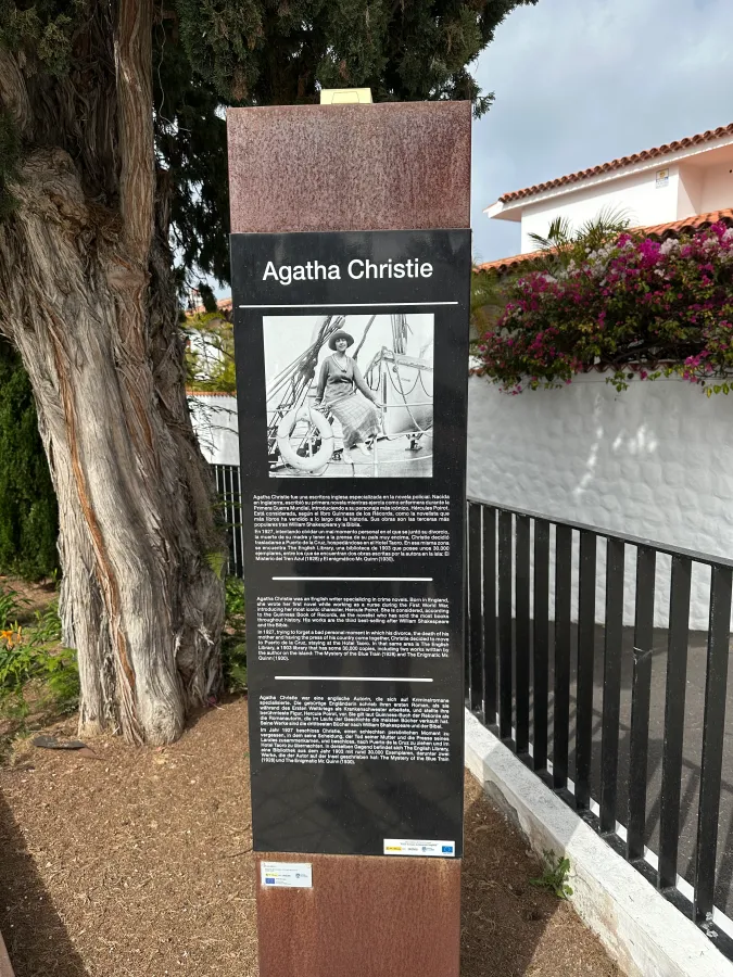 Agatha Christie street sign in Puerto de la Cruz for Tenerife travel review