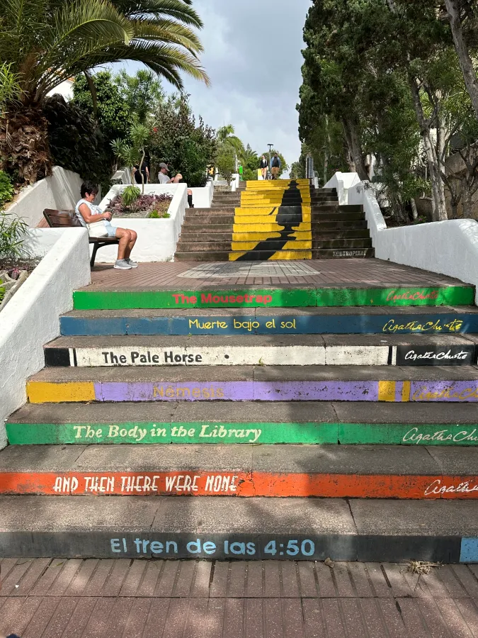The famous decorated steps of Agatha Christie Street for Tenerife travel review