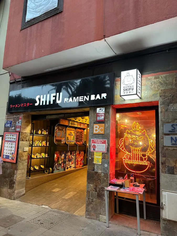 Exterior storefront of Ramen Shifu restaurant for Tenerife travel review