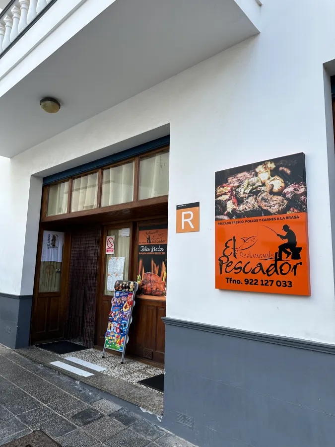 Tenerife travel review, the traditional and welcoming entrance facade of El Pescador restaurant.