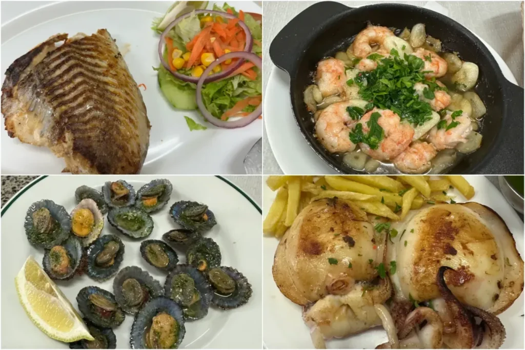 enerife travel review, a mouth-watering dinner plate filled with fresh Atlantic seafood prepared in local style.