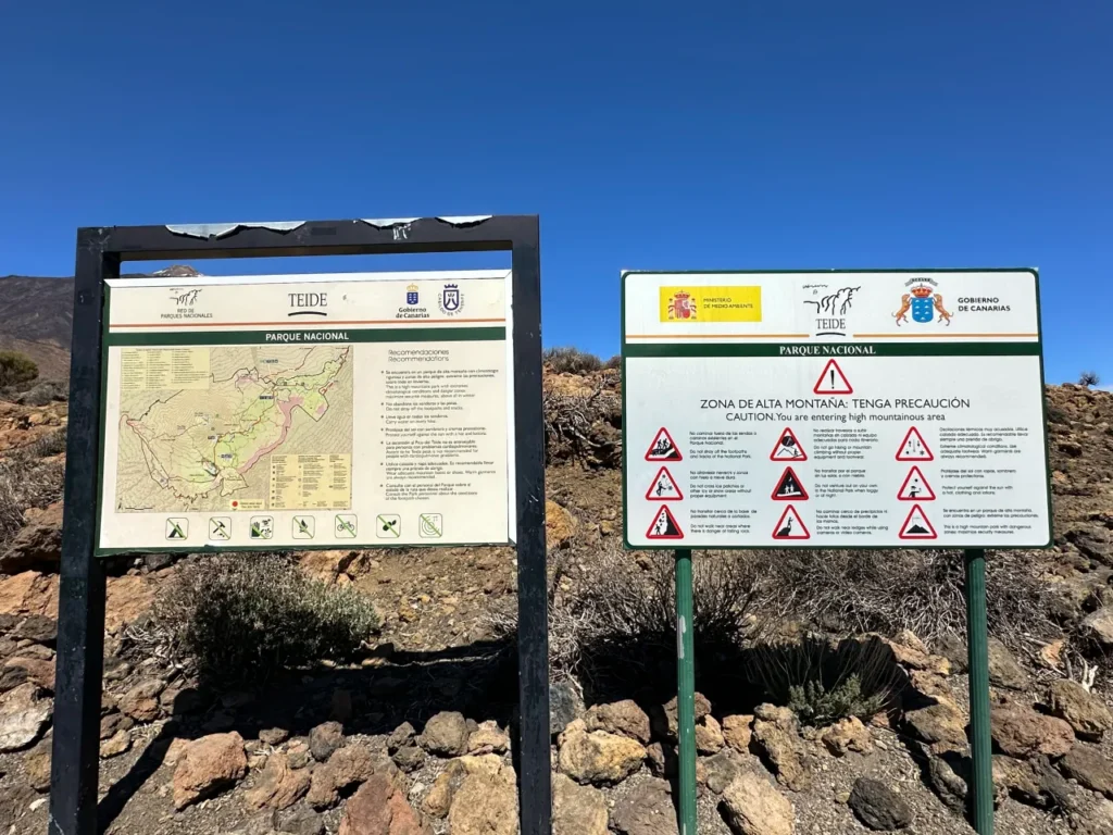 테네리페 테이데산 국립공원(Teide National Park) 안내 표지판